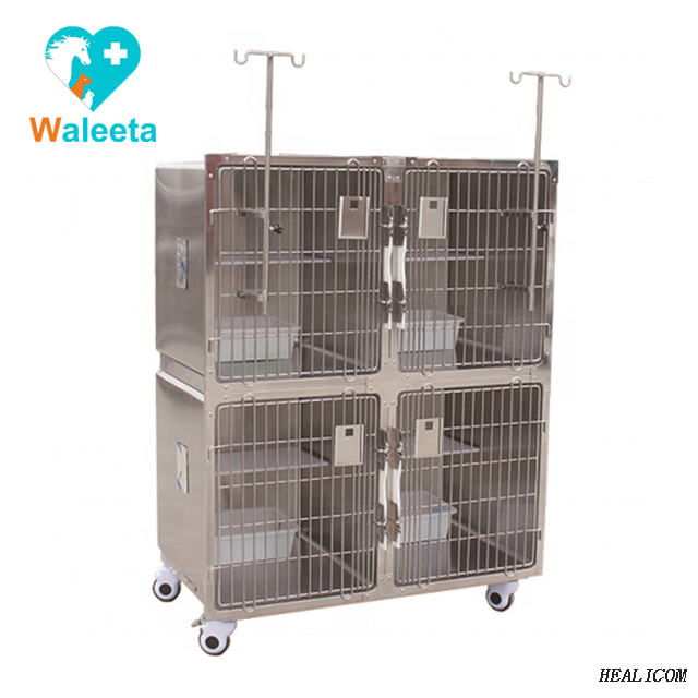 Precio de fábrica WTC-03 Jaula para animales para clínica veterinaria Toda la jaula para gatos de acero inoxidable 304 con rueda
